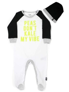 NWT Mini Heroes Peas Don’t Kale My Vibe Sleeper Set